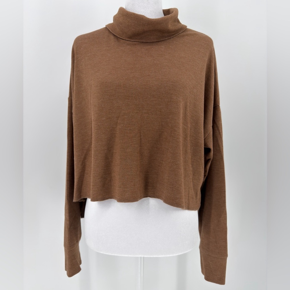 American Eagle Small waffle oversized cropped Turtleneck shirt